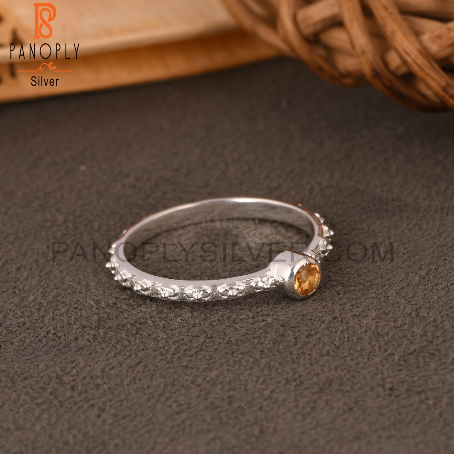 Citrine Round 925 Sterling Silver Ring