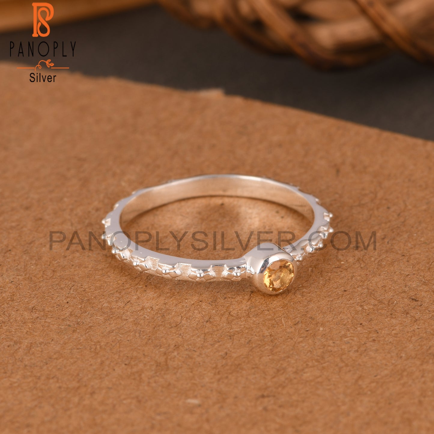 Citrine Round 925 Sterling Silver Ring