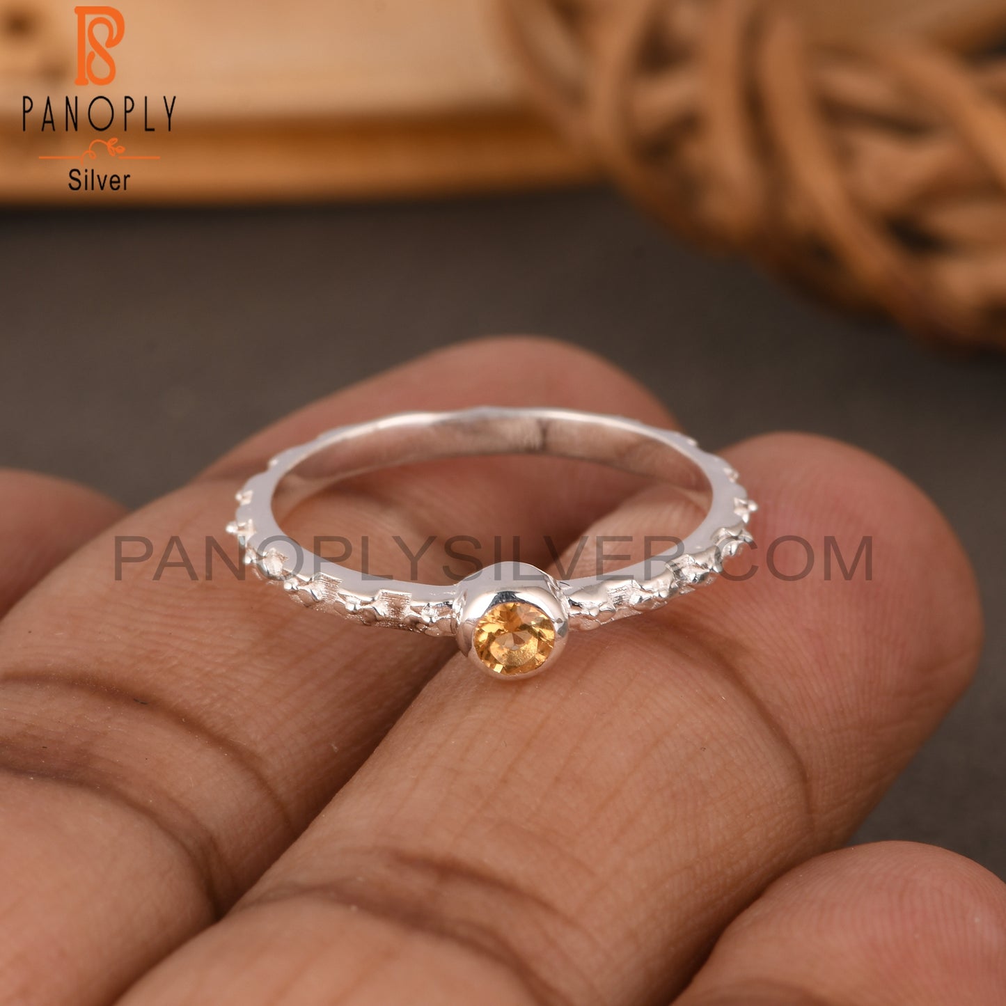 Citrine Round 925 Sterling Silver Ring