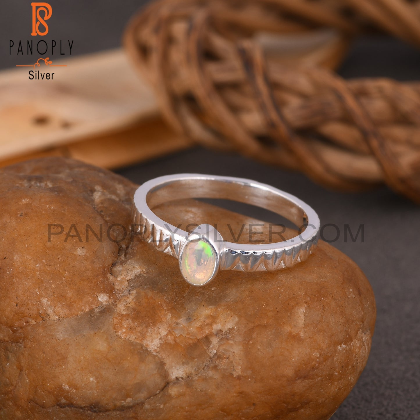 Ethiopian Opal Oval 925 Sterling Silver Ring