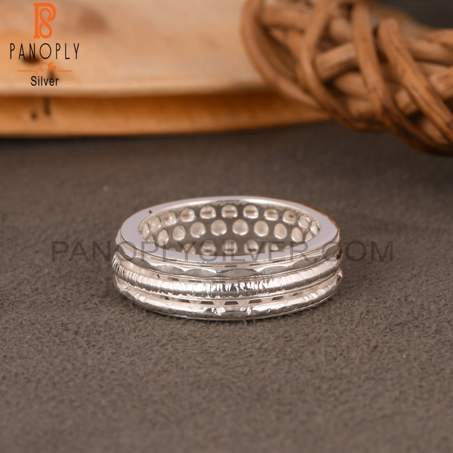 Handmade 925 Sterling Silver Triple Line Laye Plain Ring