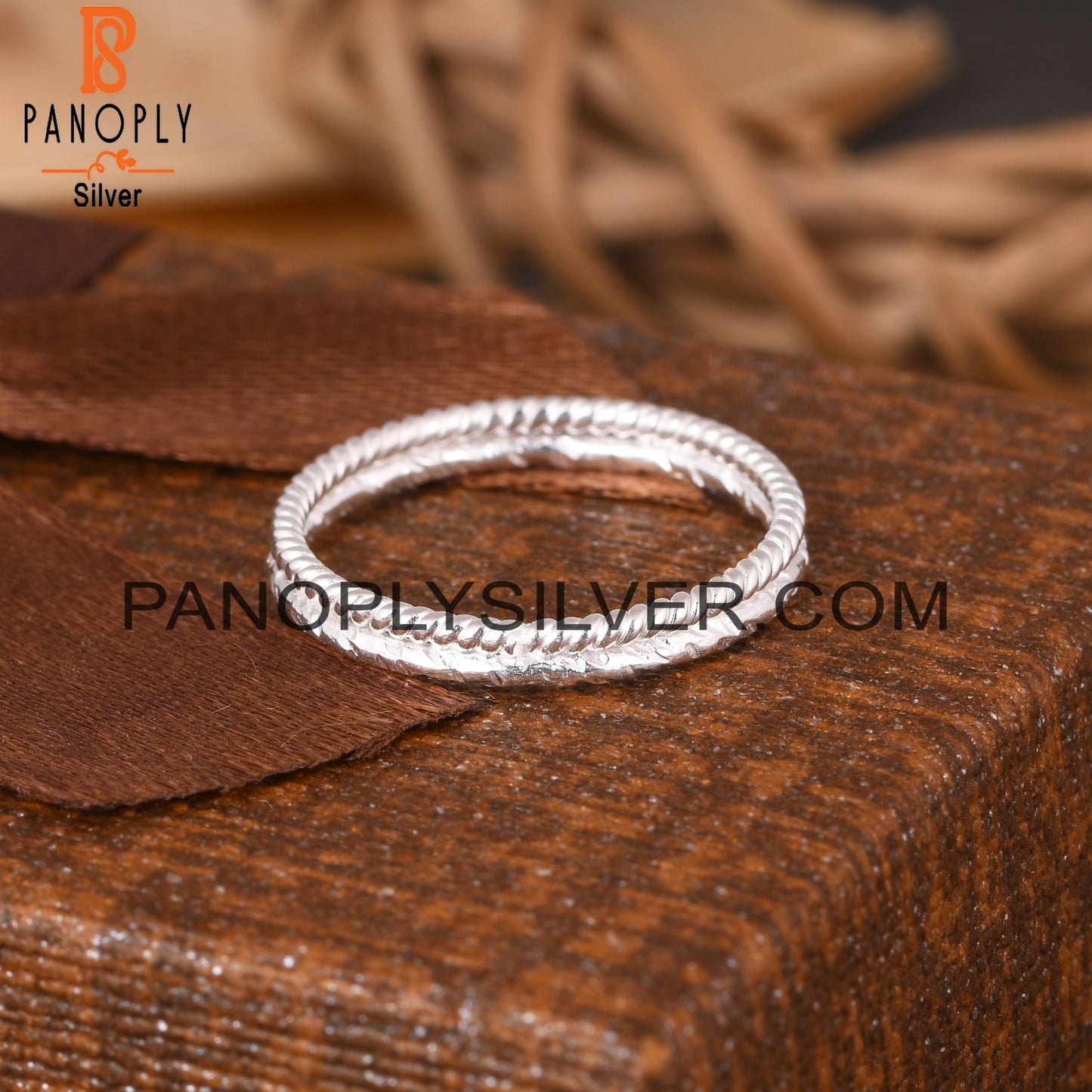 Double Bnad Twist & Texture Designer 925 Sterling Silver Ring