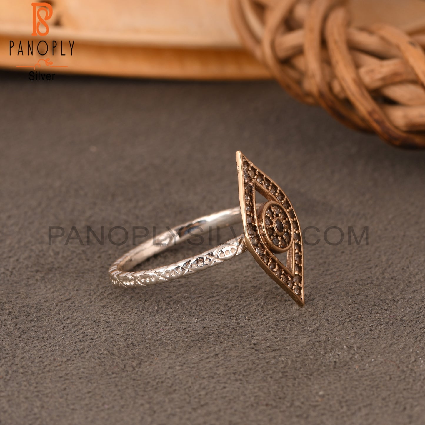 White Topaz & Garnet 925 Sterling Silver Ring