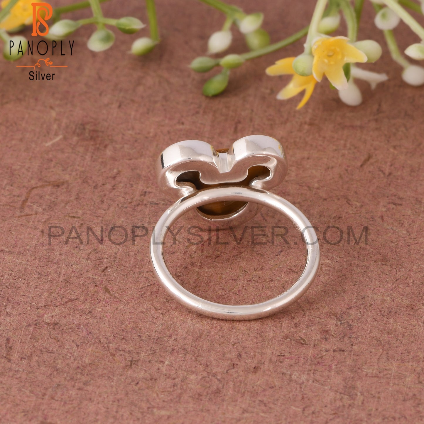 Tiger Eye Yellow Mouse 925 Sterling Silver Cat Ring