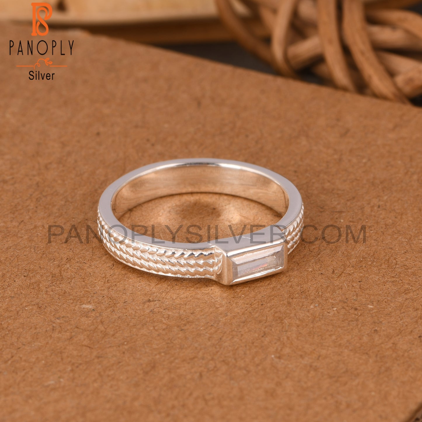 Cubic Zirconia Baguette 925 Sterling Silver Ring