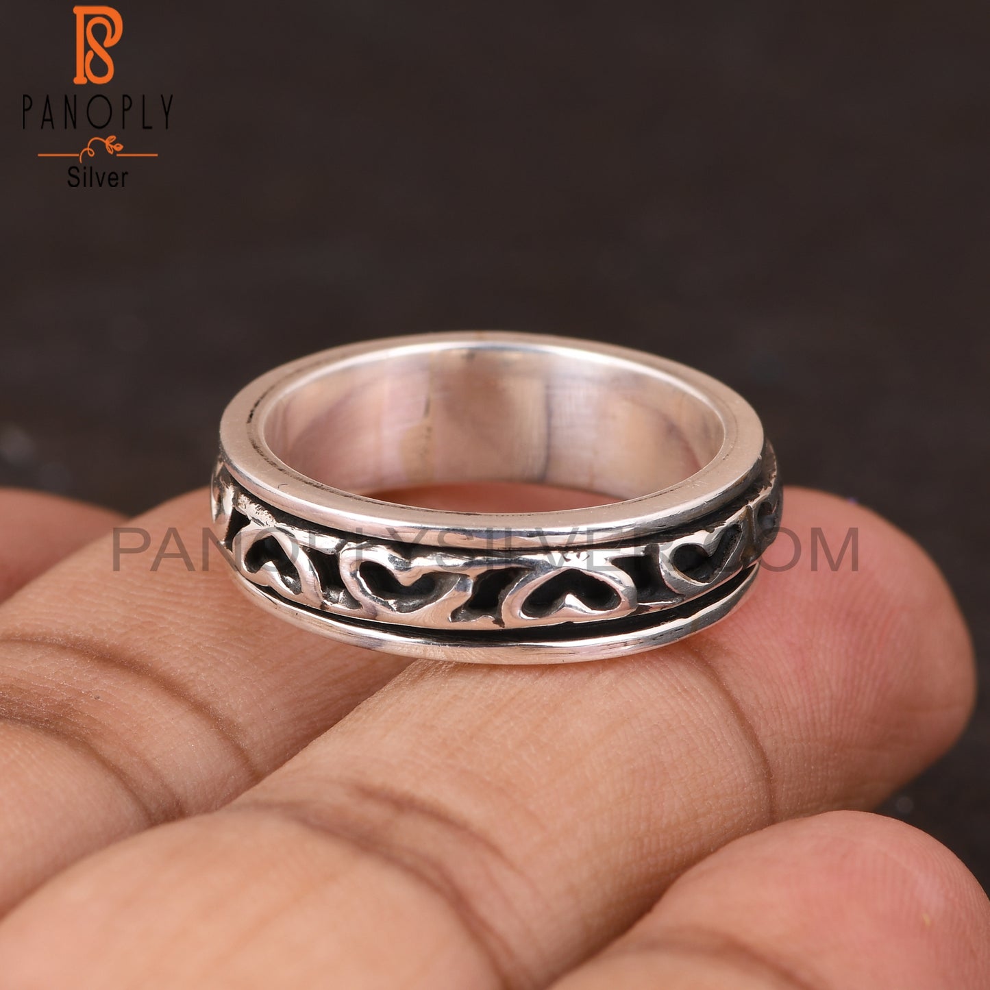 Handmade 925 Sterling Silver V Pattern Ring