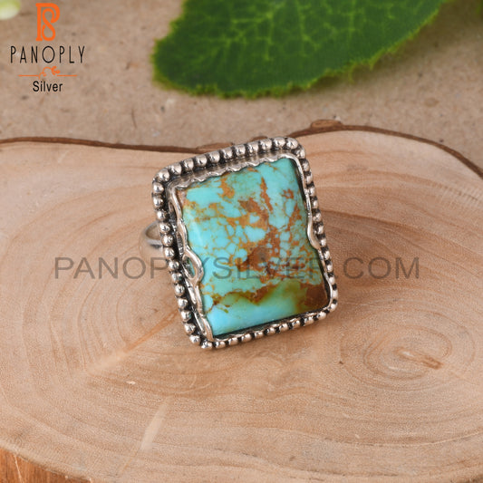 Kingman Turquoise Beguette 925 Silver Handmade Ring