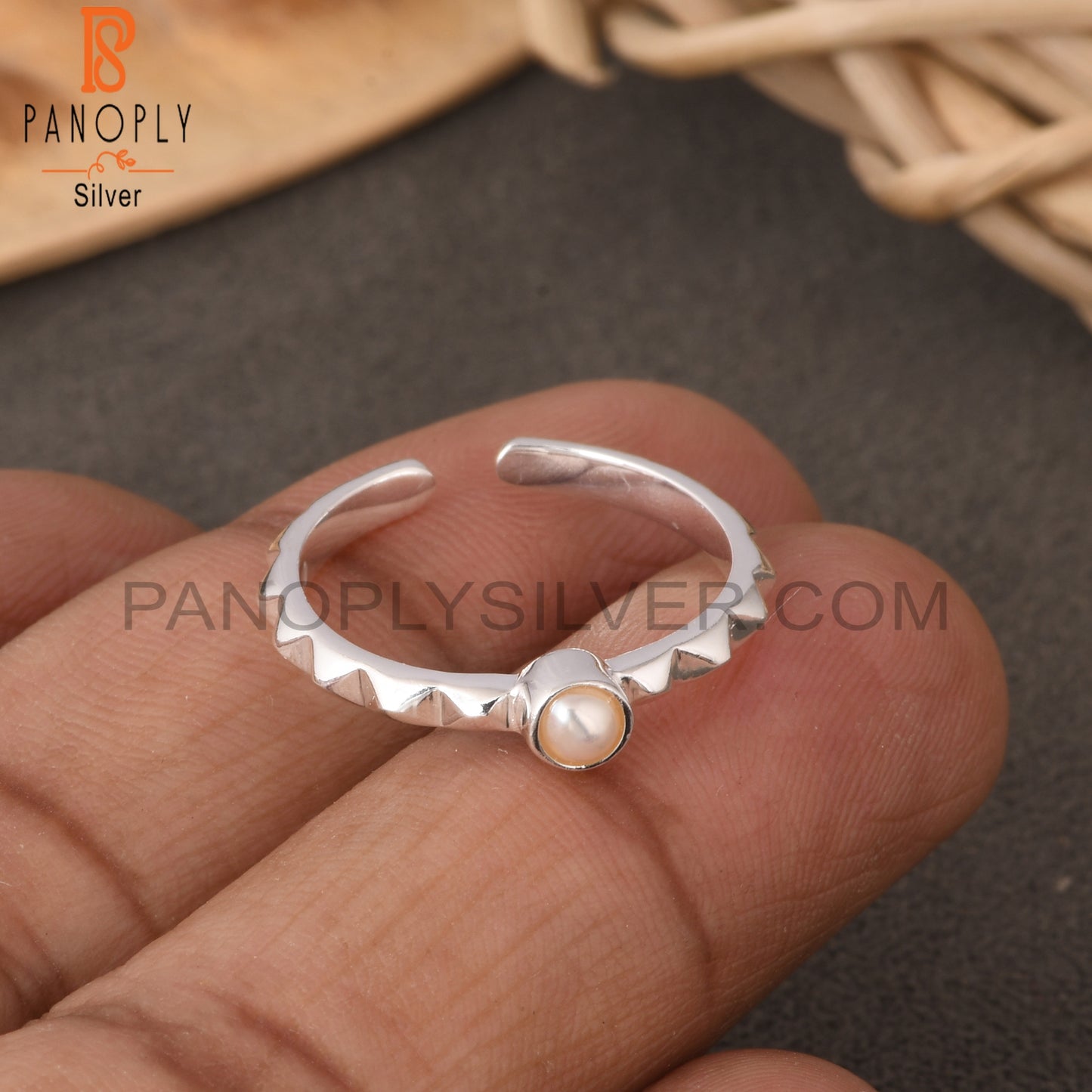 Pearl Round Shape 925 Sterling Silver Ring