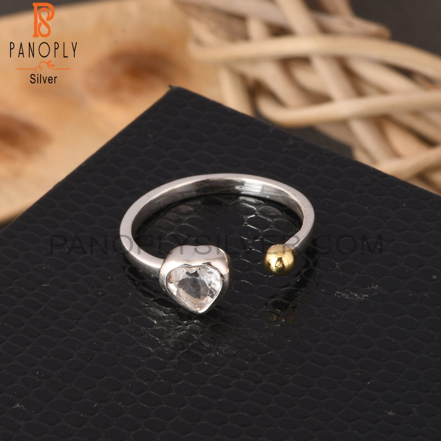 Crystal Quartz Heart Shape 925 Sterling Silver Ring