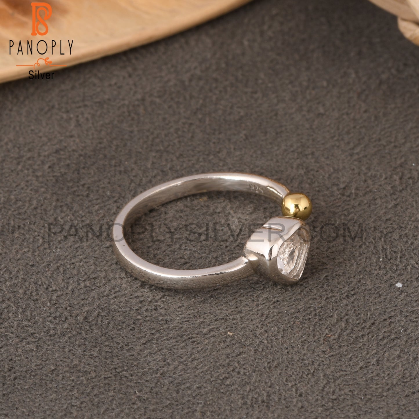 Crystal Quartz Heart Shape 925 Sterling Silver Ring