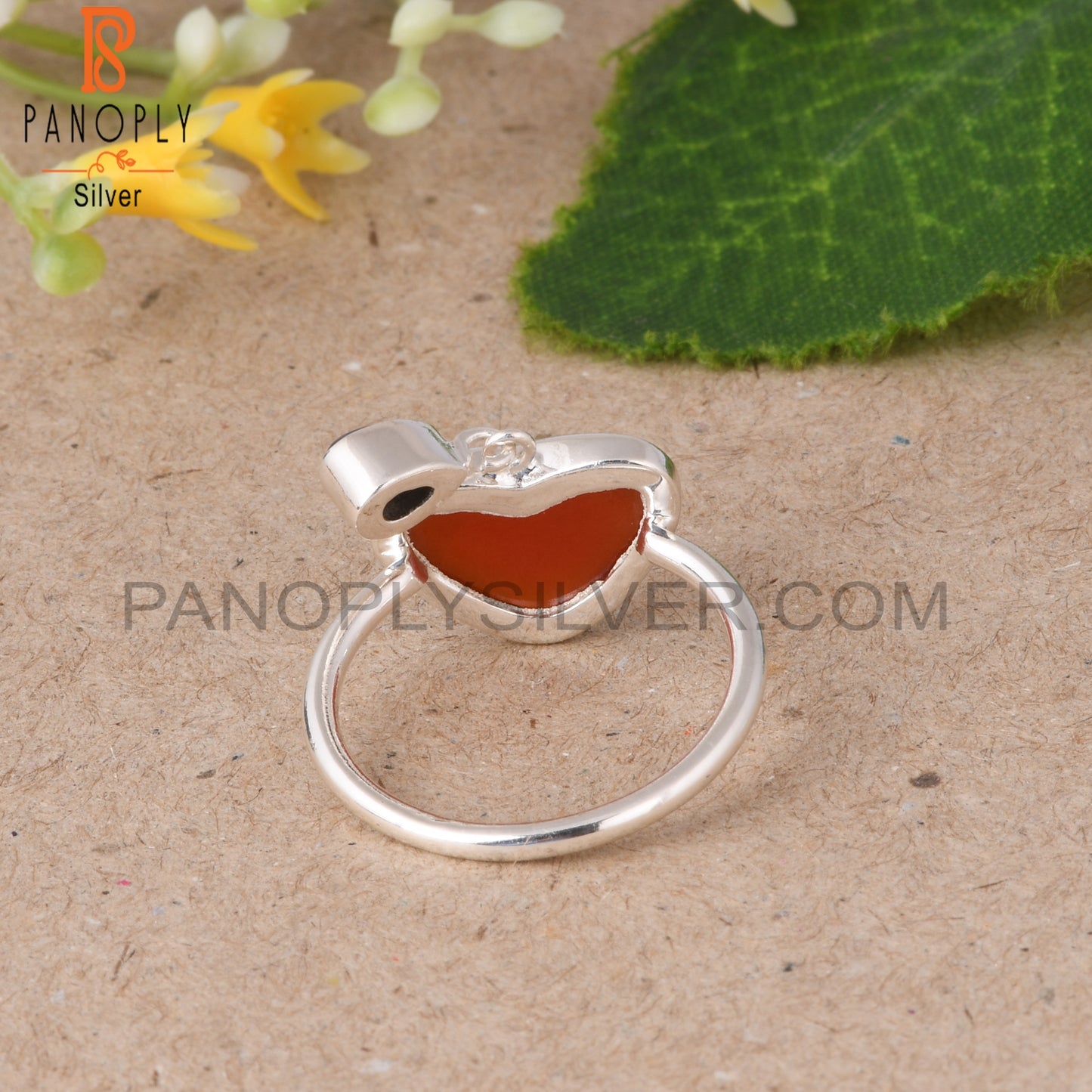 Red Onyx & Lapis Heart Shape 925 Sterling Silver Ring