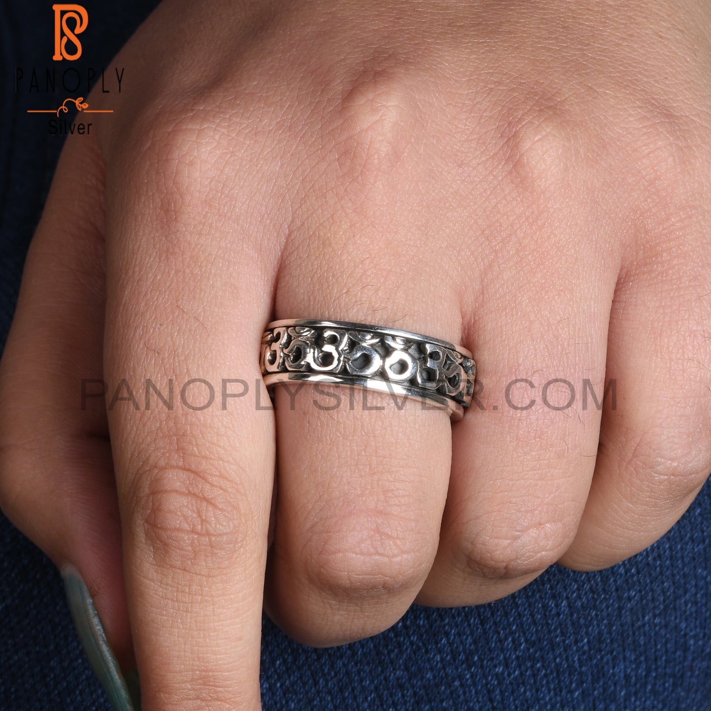 Om Shiv Mudra 925 Sterling Silver Ring