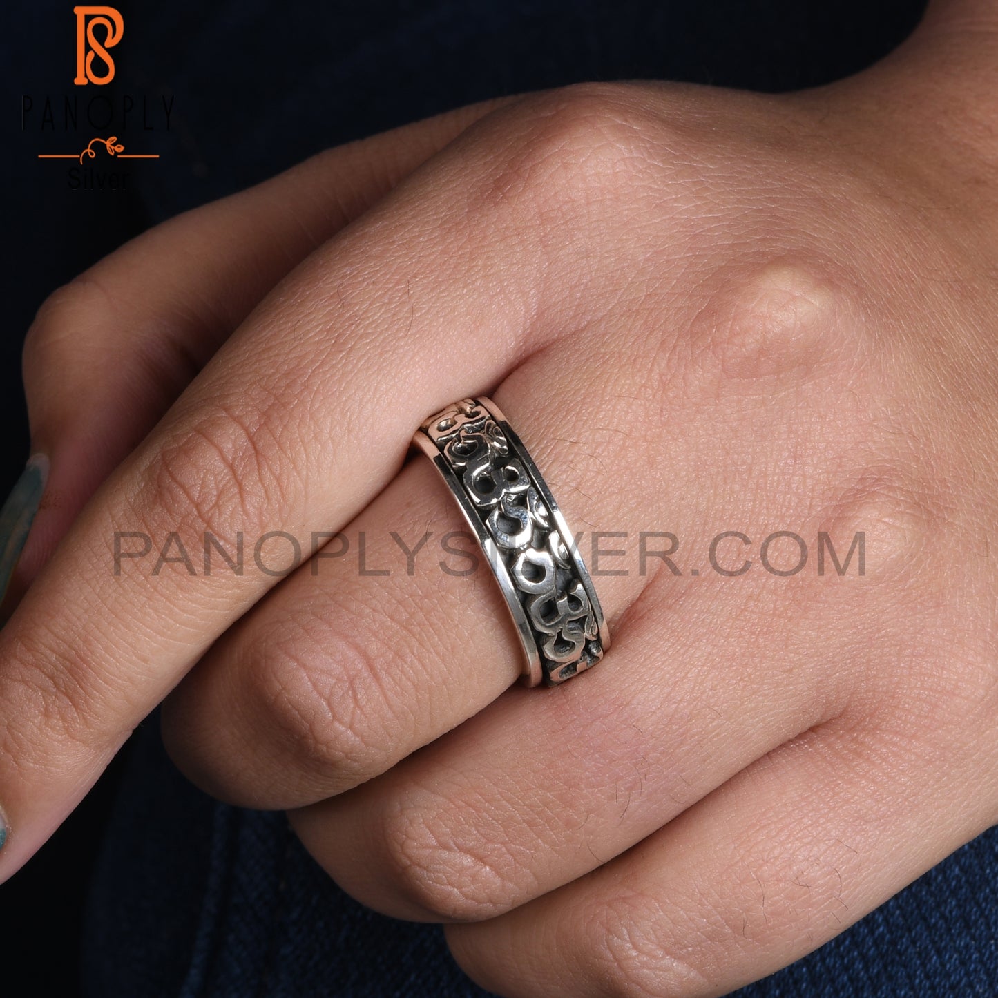 Om Shiv Mudra 925 Sterling Silver Ring