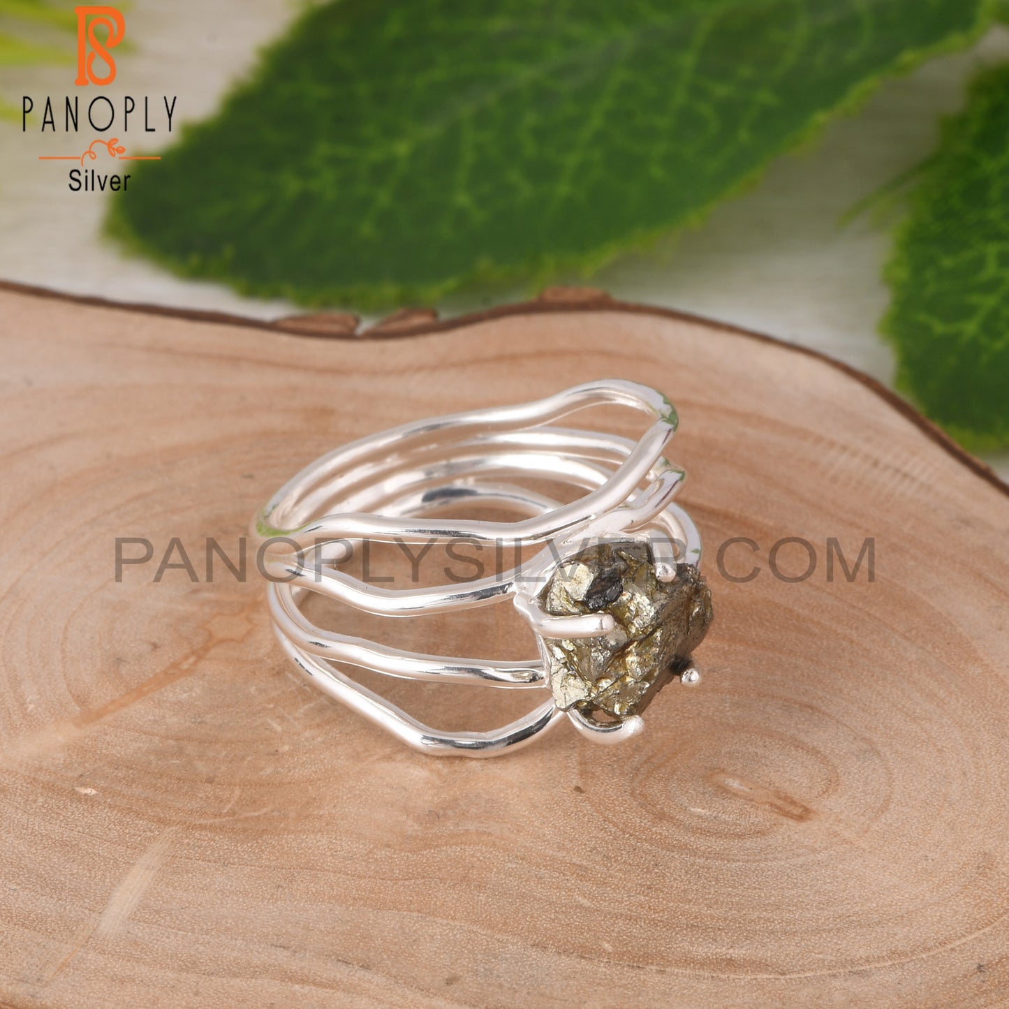 Pyrite Rough 925 Sterling Silver Ring