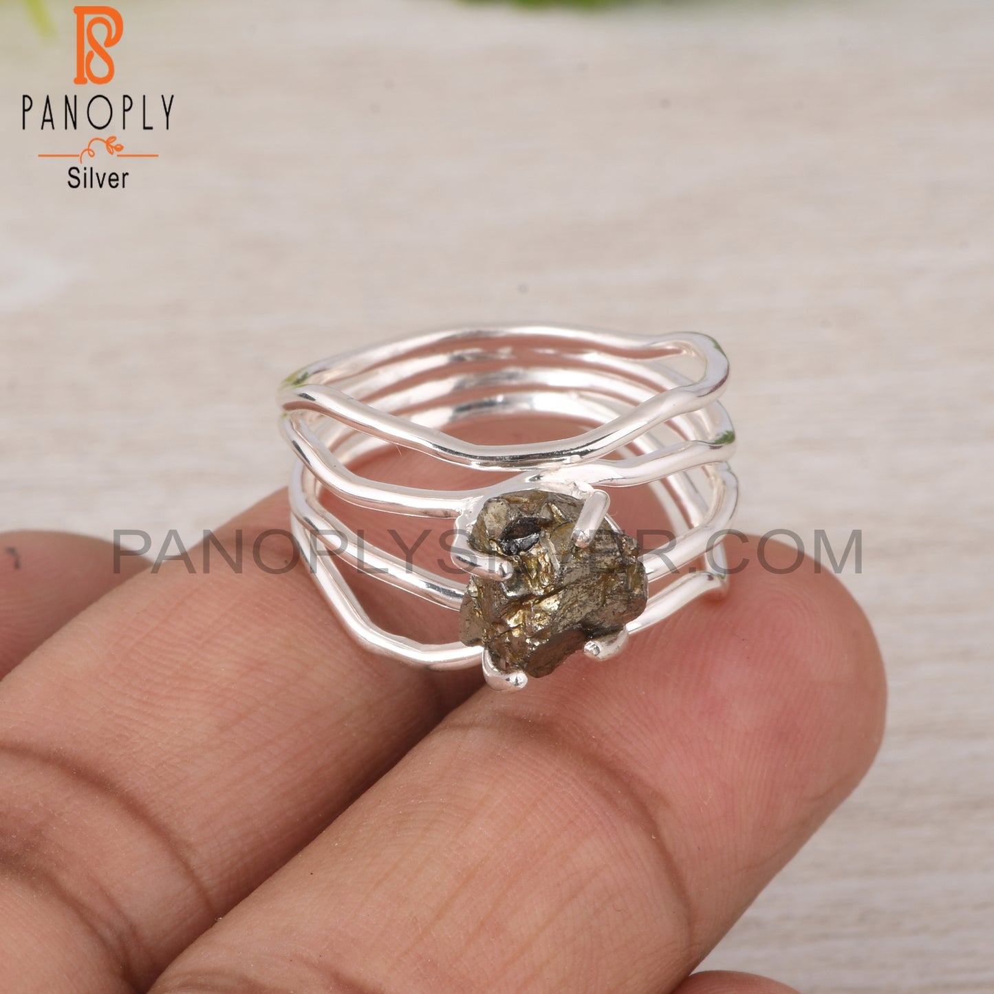 Pyrite Rough 925 Sterling Silver Ring