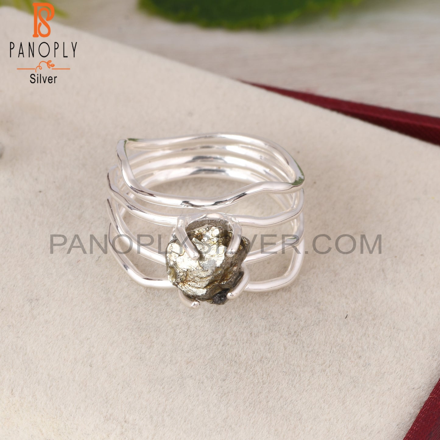 Pyrite Rough 925 Sterling Silver Ring