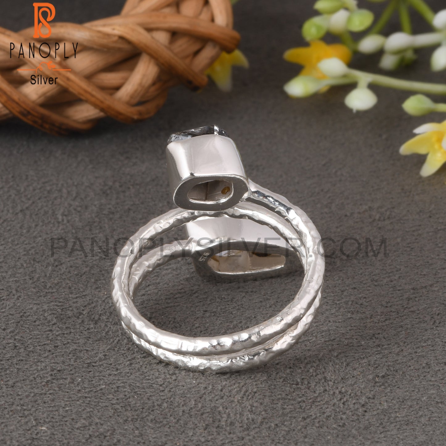 Bypass Herkimer Diamond Rough 925 Sterling Silver Ring