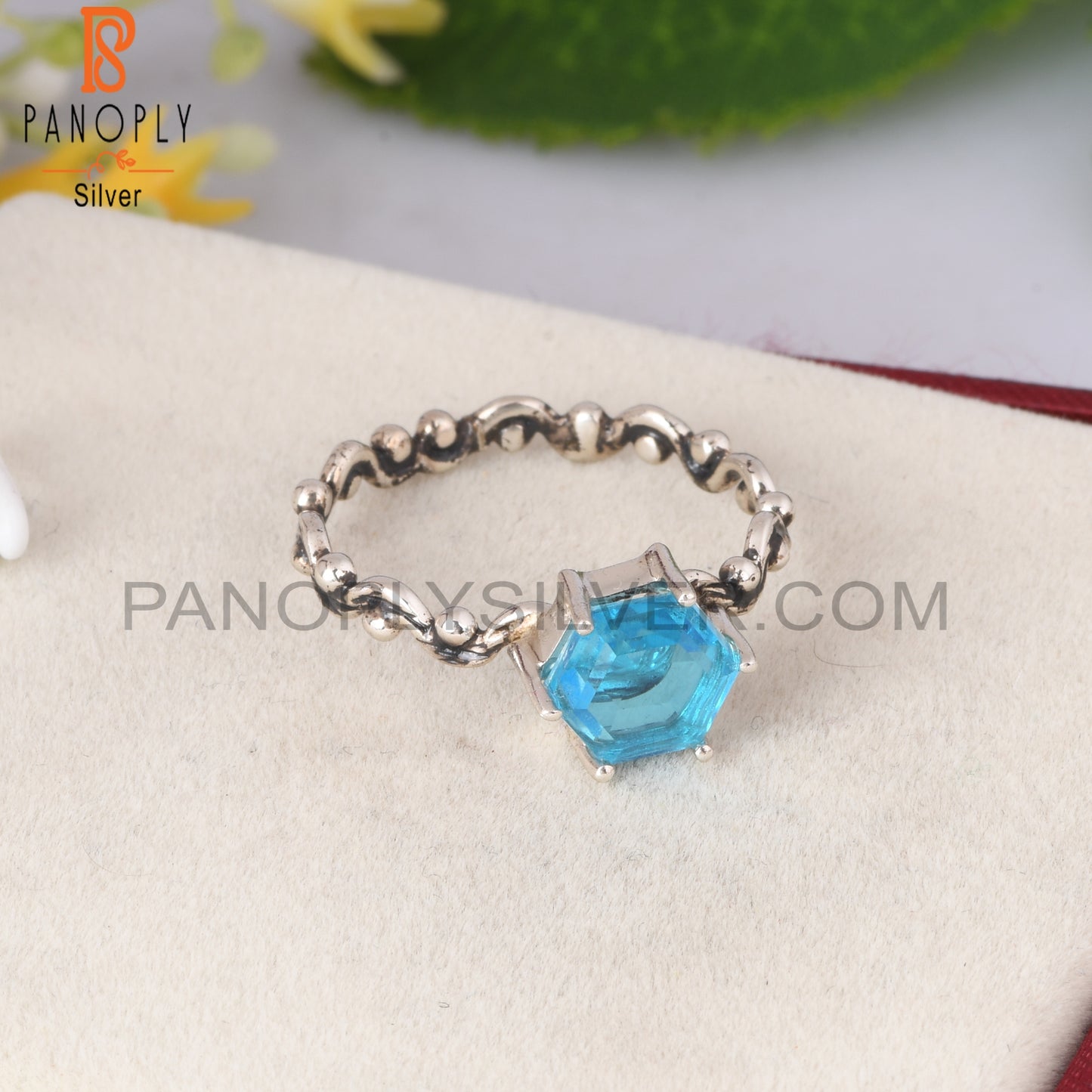 Doublet Aquamarine Quartz 925 Silver Gift Ring