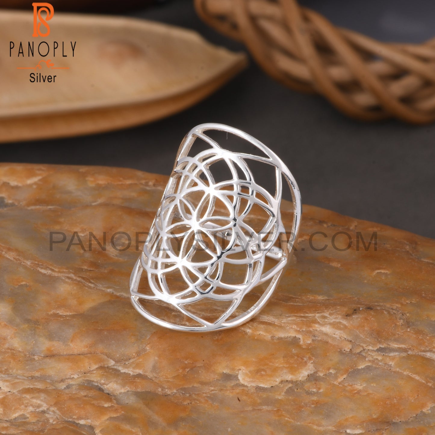 Handmade 925 Sterling Silver Mandala Flower Ring