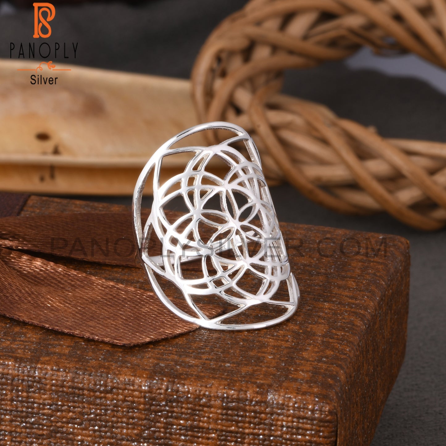 Handmade 925 Sterling Silver Mandala Flower Ring