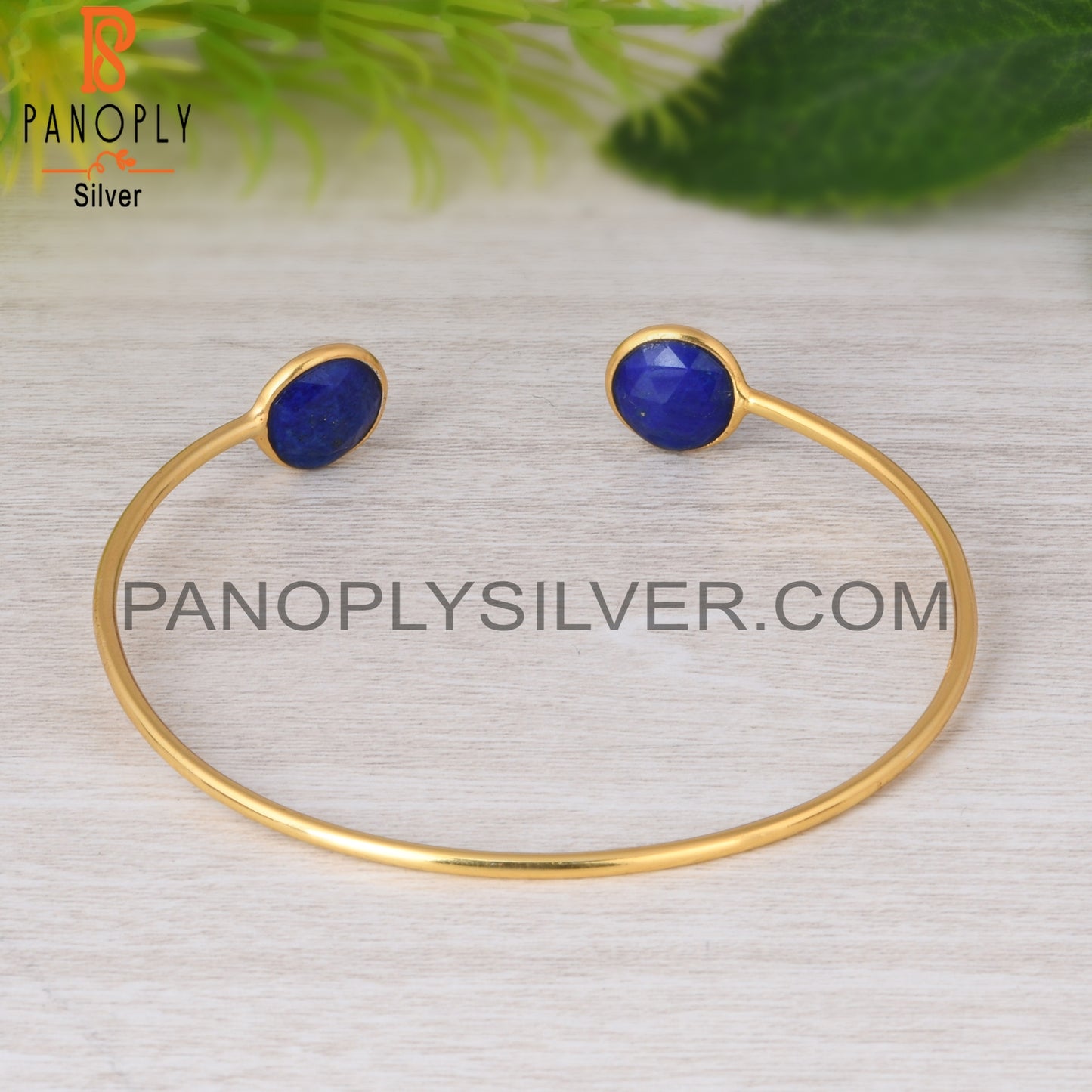 Lapis Round 925 Sterling Silver Adjustable Blue Bracelet