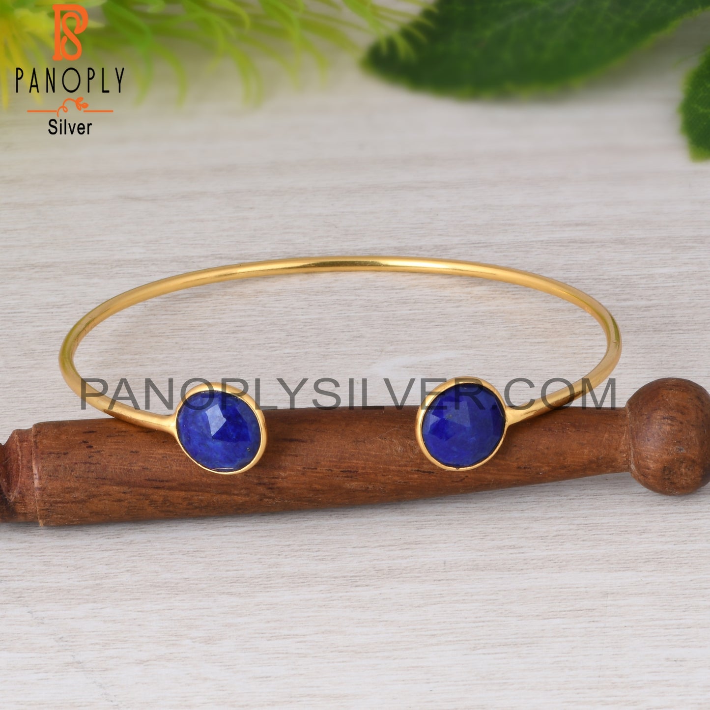 Lapis Round 925 Sterling Silver Adjustable Blue Bracelet