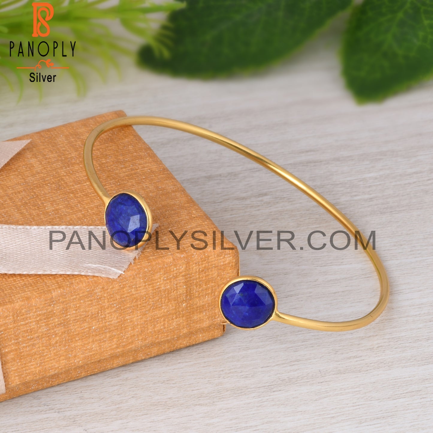 Lapis Round 925 Sterling Silver Adjustable Blue Bracelet