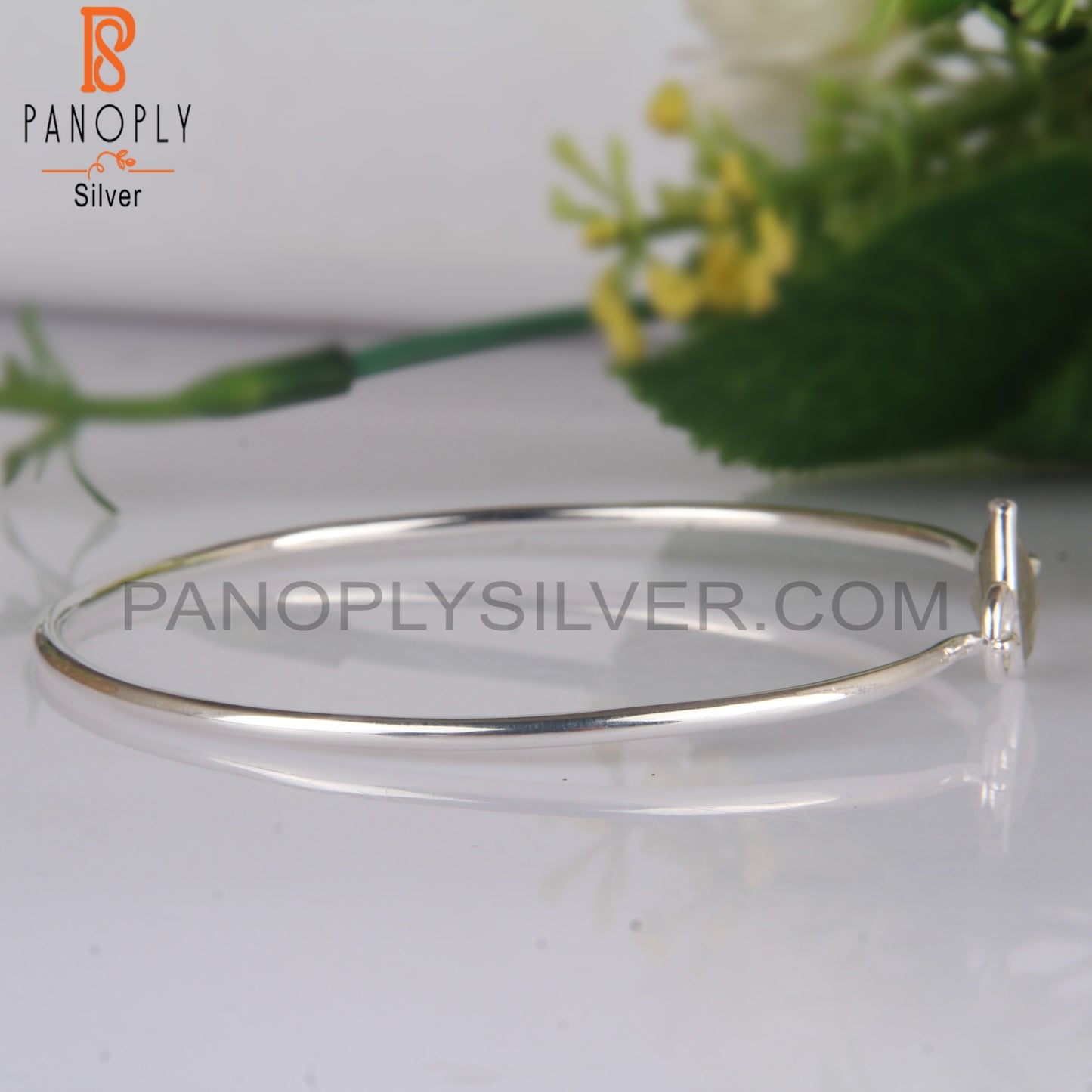 Labradorite Pear Shape 925 Sterling Silver Bangle