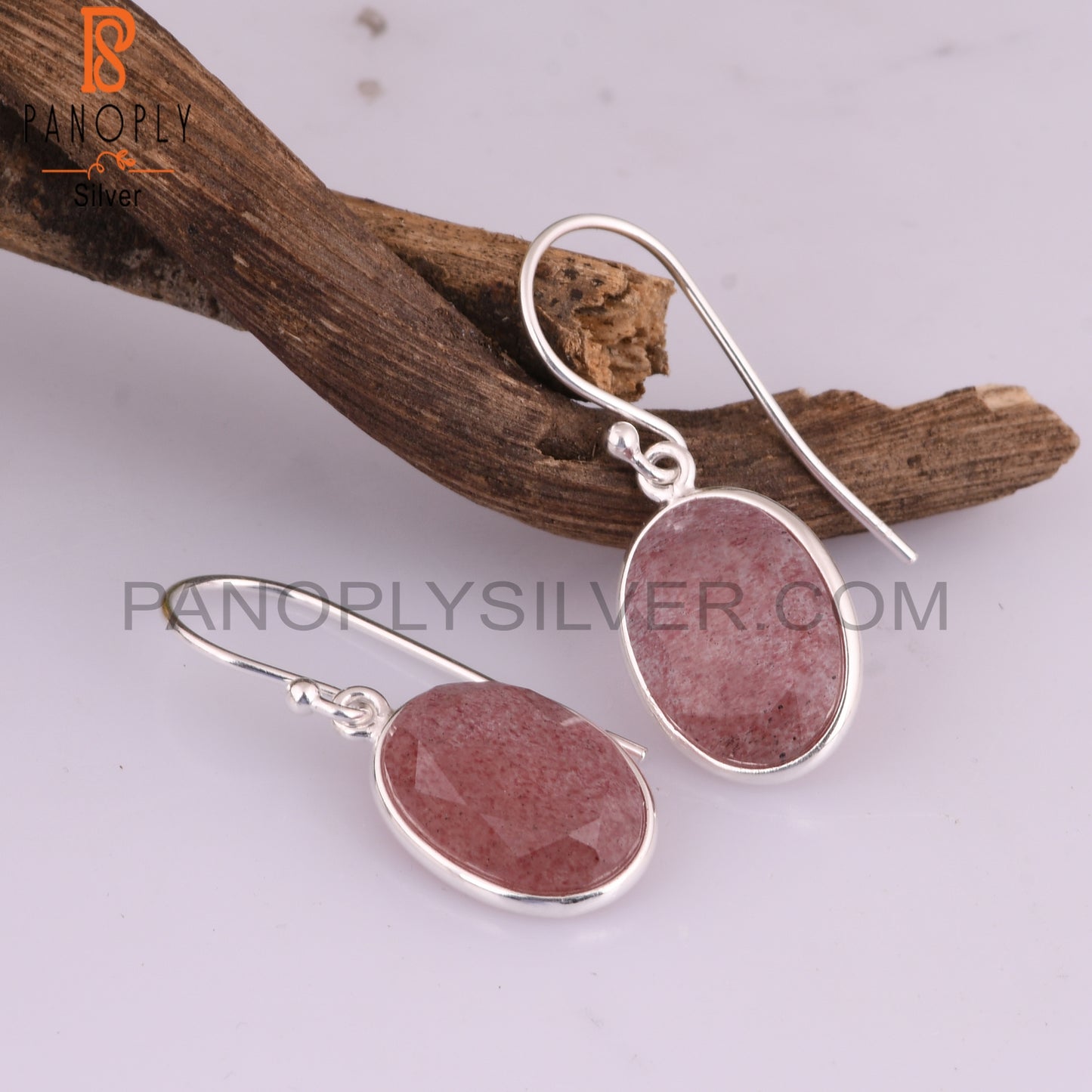 Strawberry Quartz Oval 925 Sterling Silver Party Earrings