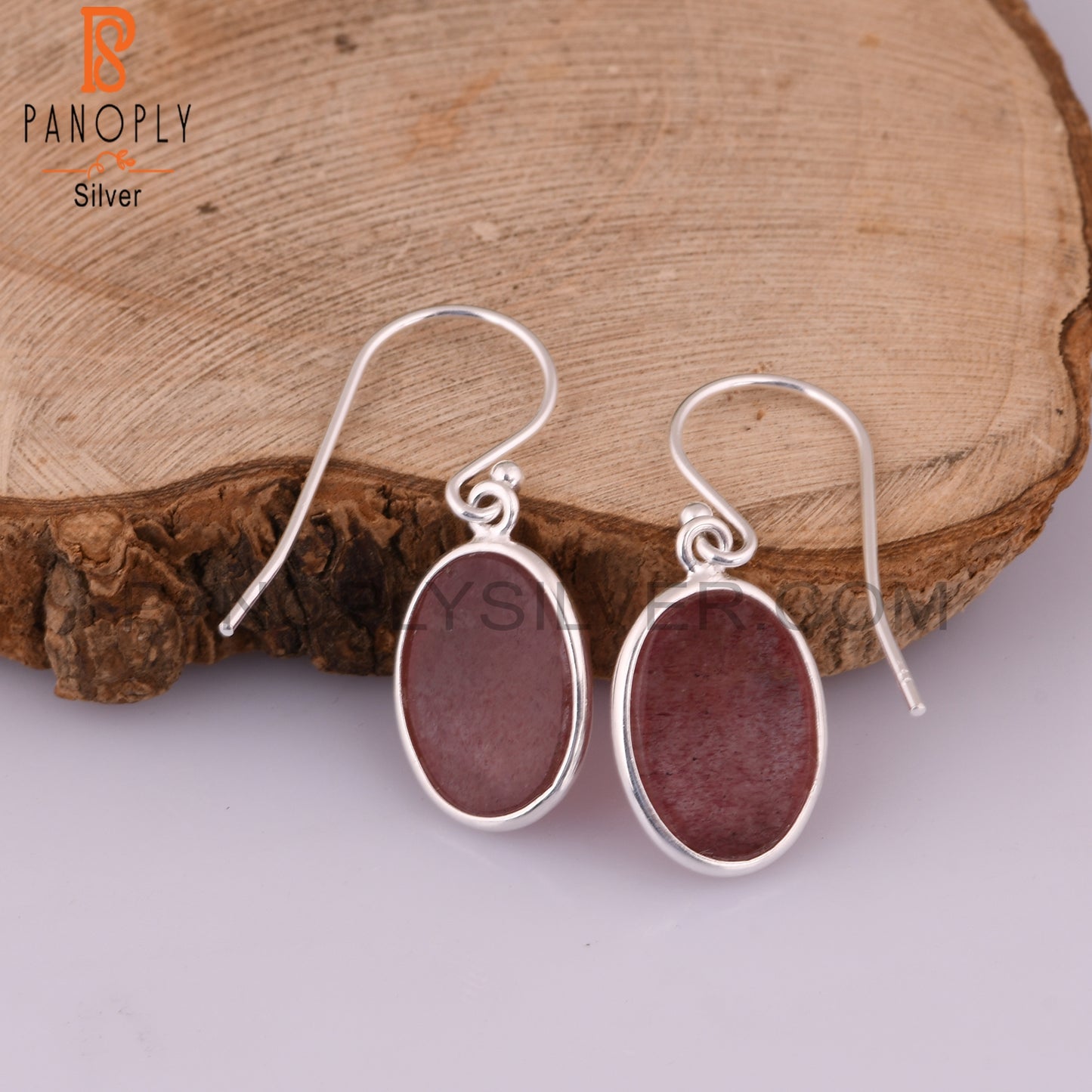 Strawberry Quartz Oval 925 Sterling Silver Party Earrings
