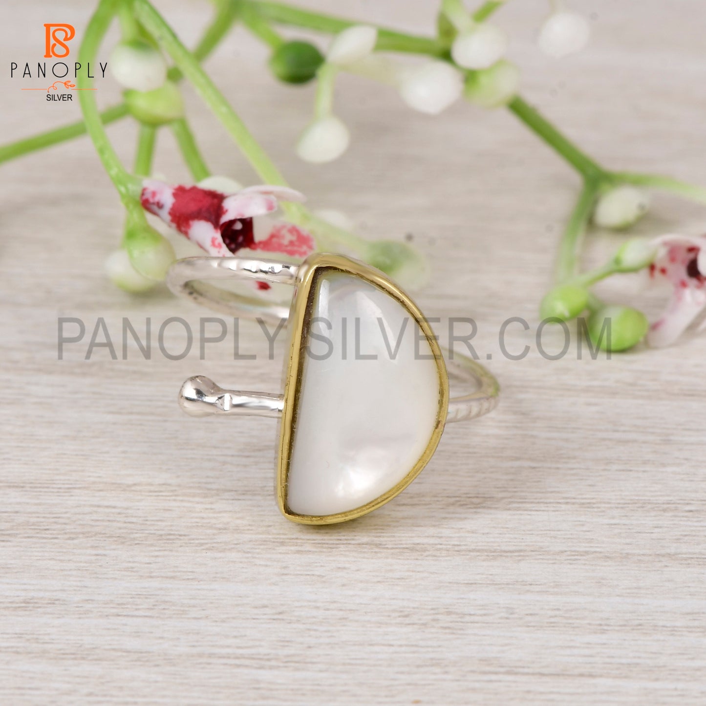 925 Sterling Silver Sun Stone Golden Stone Adjustable Ring for Women D Shape Ring