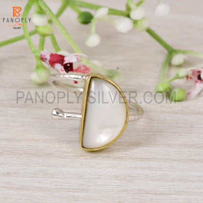 925 Sterling Silver Sun Stone Golden Stone Adjustable Ring for Women D Shape Ring