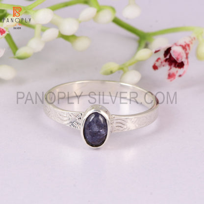 Tanzanite Ring Oval Cabochon in 925 Sterling Silver | Natural Blue Gemstone Ring for Women | December Birthstone Jewelry