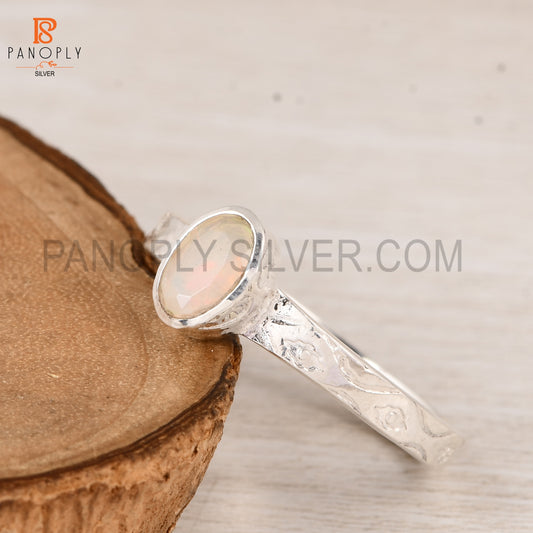 925 Sterling Silver Ethiopian Opal Engagement Ring for Women | Oval Cut Opal Silver Ring Minimalist Jewelry