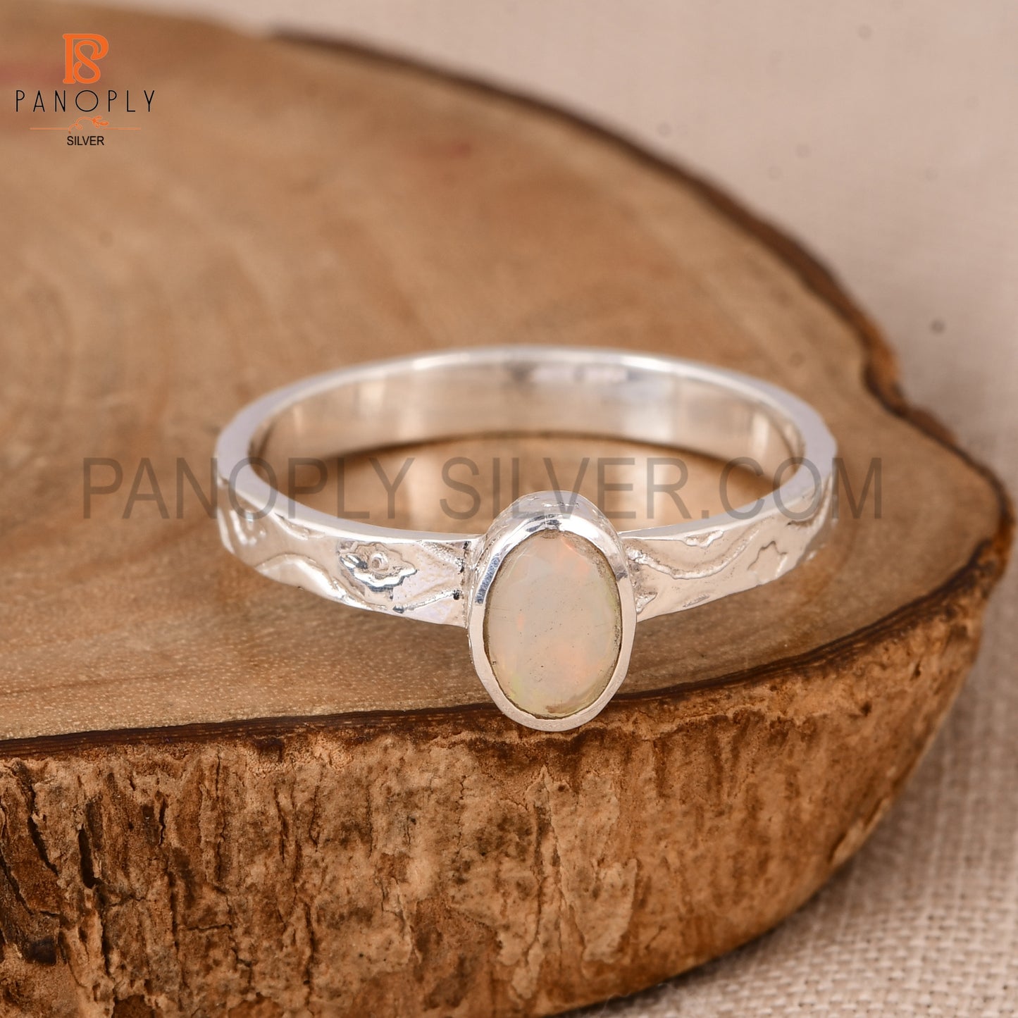 925 Sterling Silver Ethiopian Opal Engagement Ring for Women | Oval Cut Opal Silver Ring Minimalist Jewelry