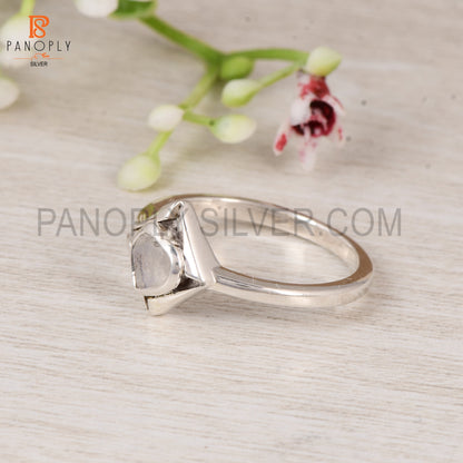 925 Sterling Silver White Gemstone Engagement Ring Moonstone Ring Heart Shape Cut