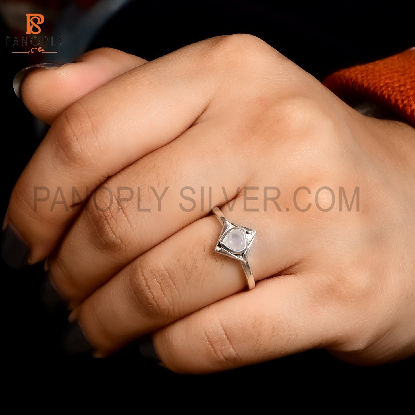 925 Sterling Silver White Gemstone Engagement Ring Moonstone Ring Heart Shape Cut