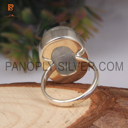 Rainbow 925 Quality Silver Moonstone Men's Rings