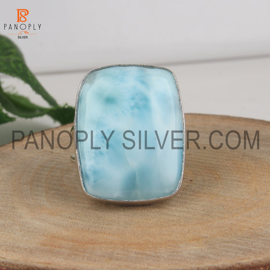 Larimar 925 Sterling Silver Blue Stone Rings for Women