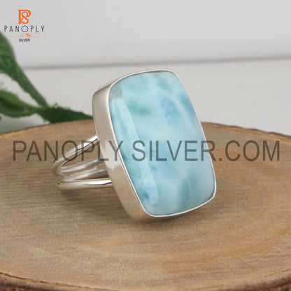 Larimar 925 Sterling Silver Blue Stone Rings for Women