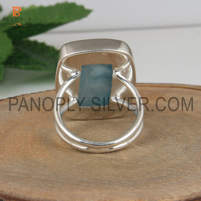 Larimar 925 Sterling Silver Blue Stone Rings for Women