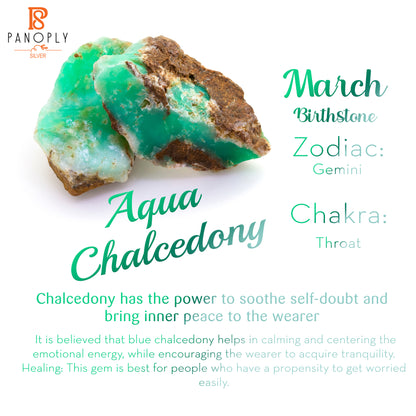 Aqua Chalcedony Gemstone Pear Rings For Women