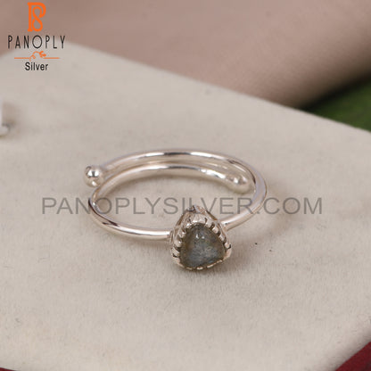 Handmade Labradorite Trillion 925 Sterling Silver Rings