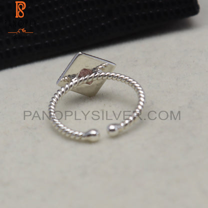 Strawberry Quartz Square Shape 925 Sterling Silver Ring