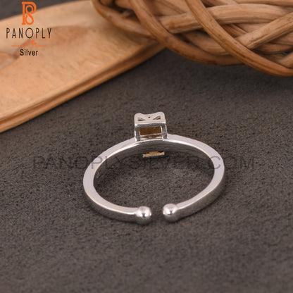 Citrine Baguette Shape 925 Sterling Silver Simple Ring