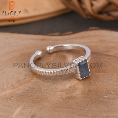 Kyanite Baguette Shape 925 Sterling Silver Adjustable Ring