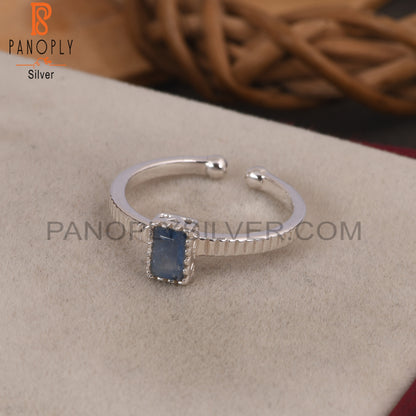 Kyanite Baguette Shape 925 Sterling Silver Adjustable Ring