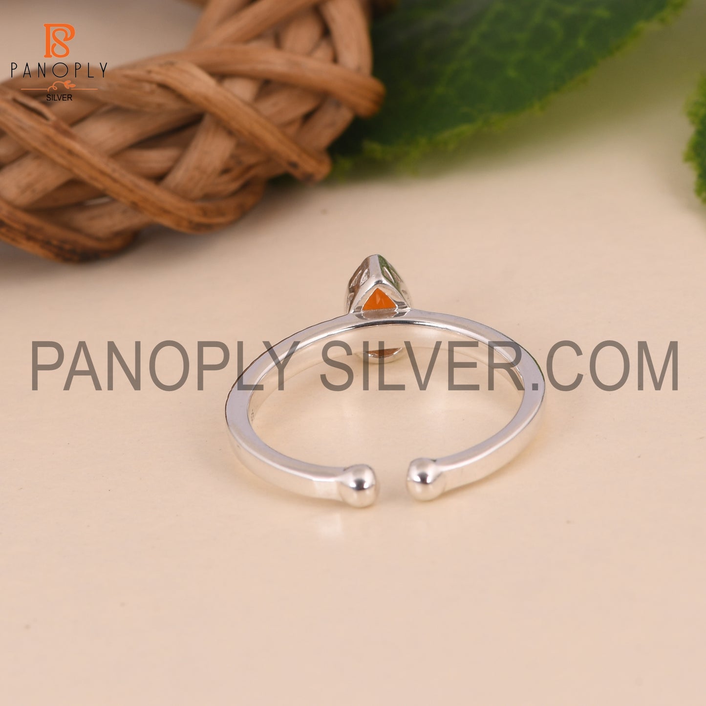 Pear Adjustable 925 Sterling Silver Carnelian Rings
