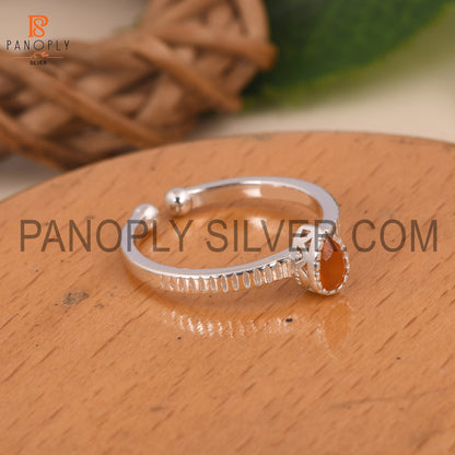 Pear Adjustable 925 Sterling Silver Carnelian Rings
