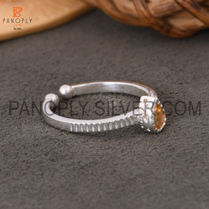 Citrine 925 Sterling Silver Openable Band Silver Rings